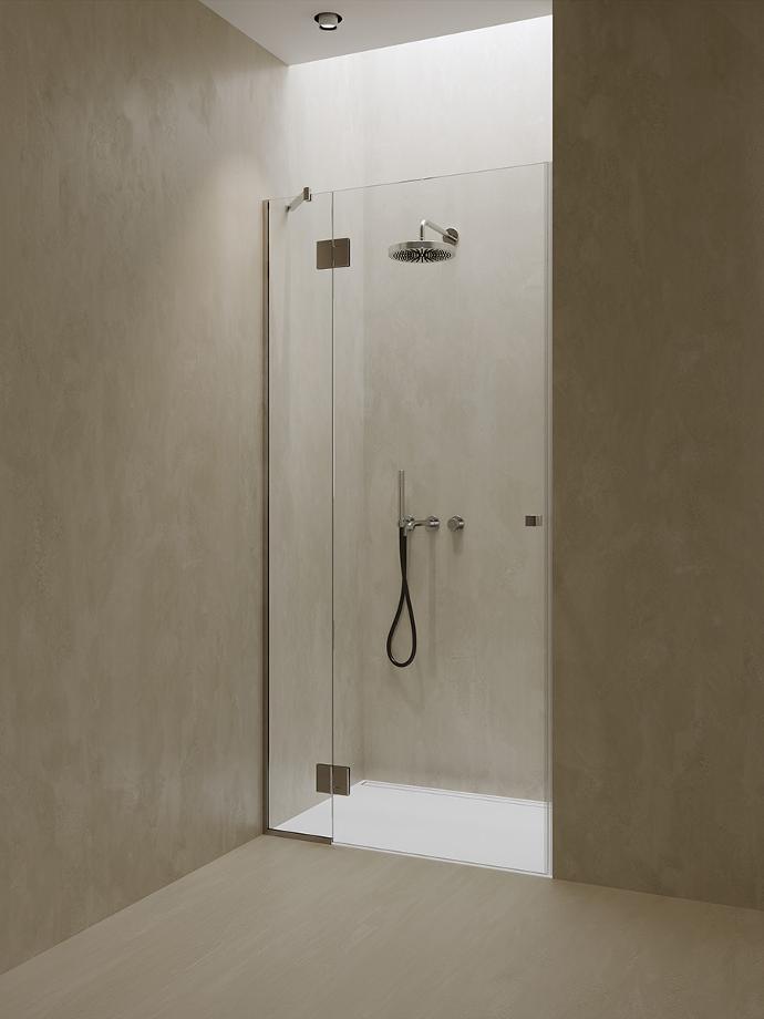 Click 02 Shower cabin with glass doors and fixed glass.