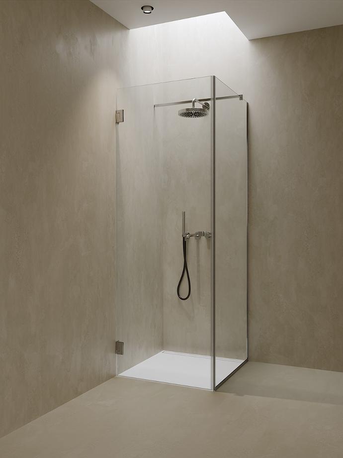 Click 07 Corner shower cabin with glass doors.