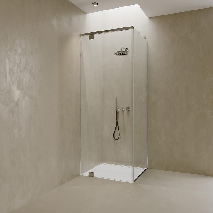 Sweep 03 Corner shower cabin with glass doors.