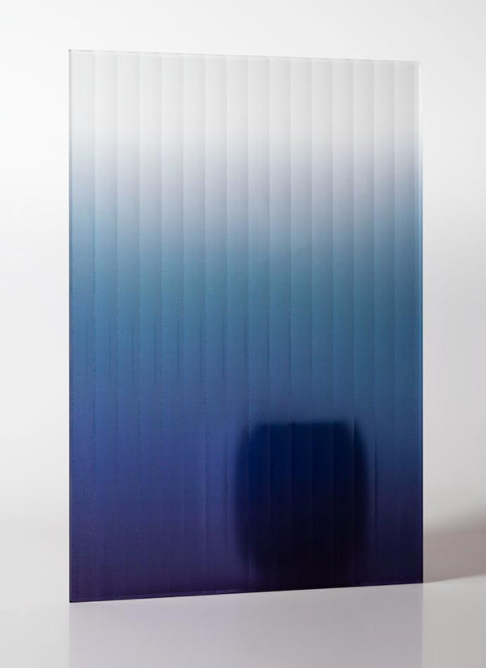 Cobalt Ombre Ribbed Glass - sample