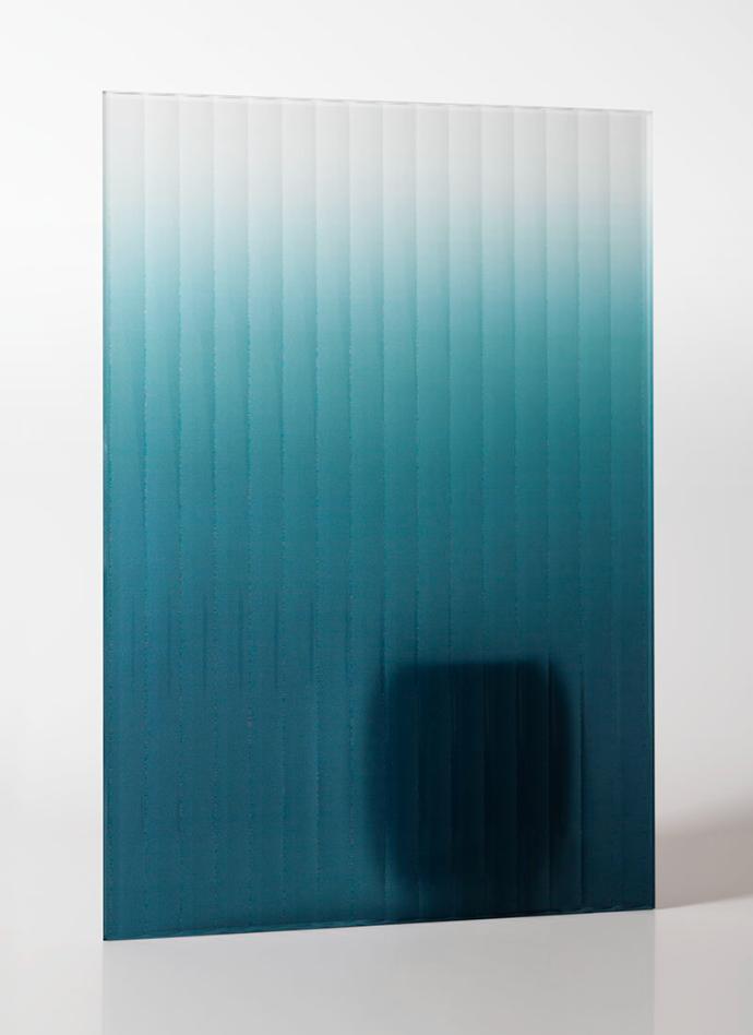 Aquamarine Ombre Ribbed Glass - sample