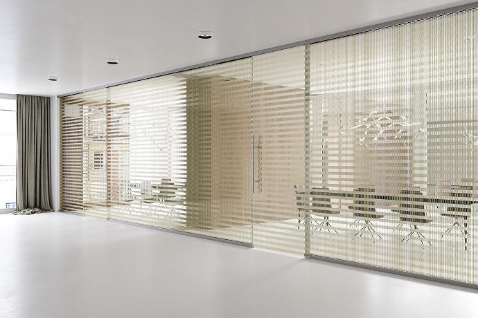 Modern office space with a glass partition